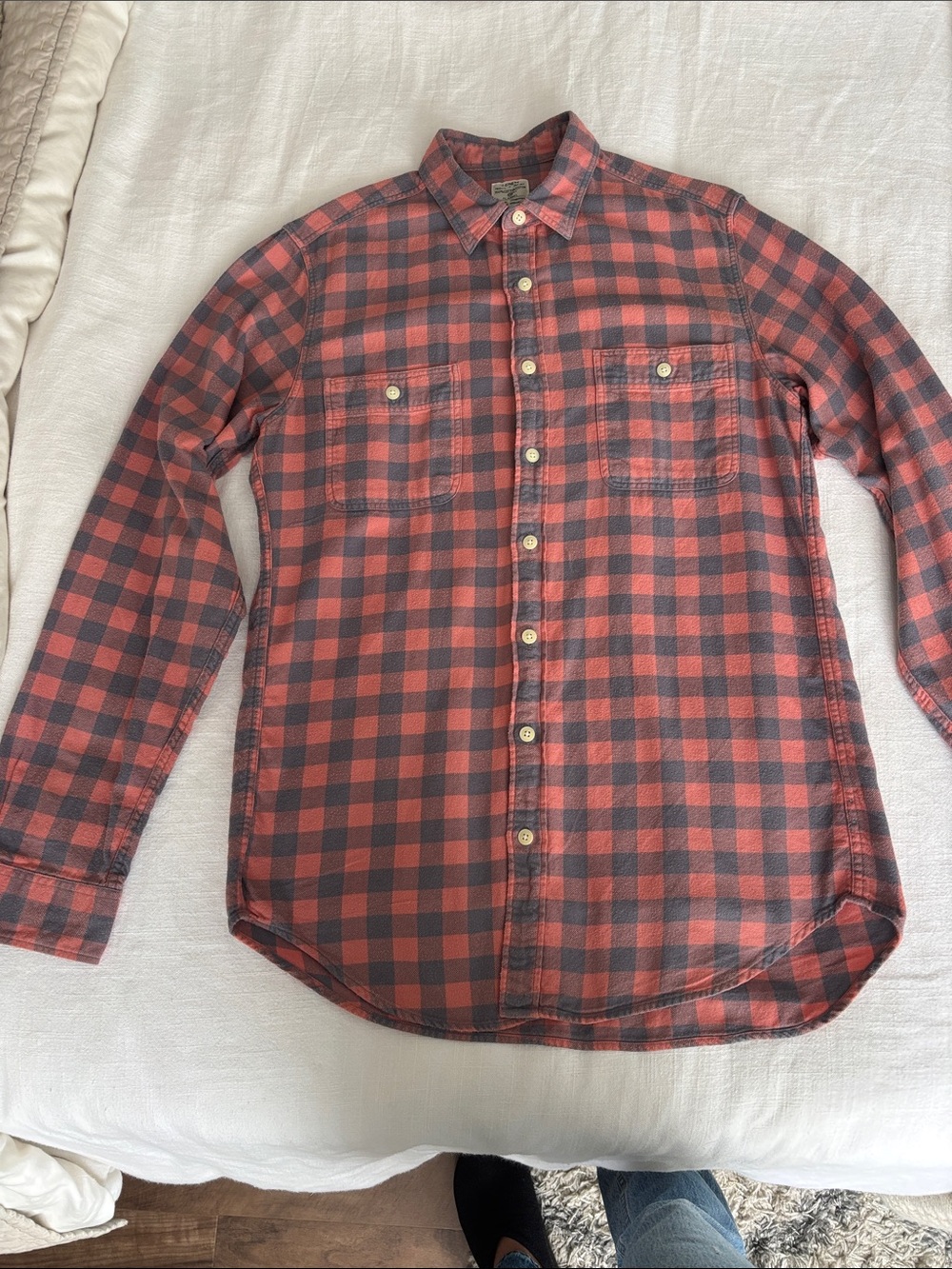 J. Crew Red and Black Plaid Button-Down Shirt